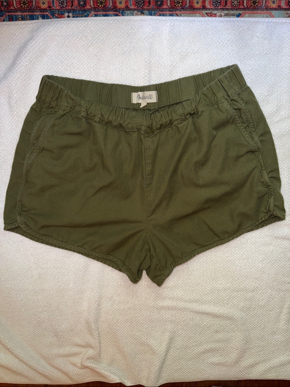MADEWELL Olive Green Cotton Viscose Soft Dolphin Shorts.  Size S
